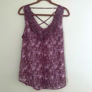 Large Purple Sequin Tank with Cross Cross Back
